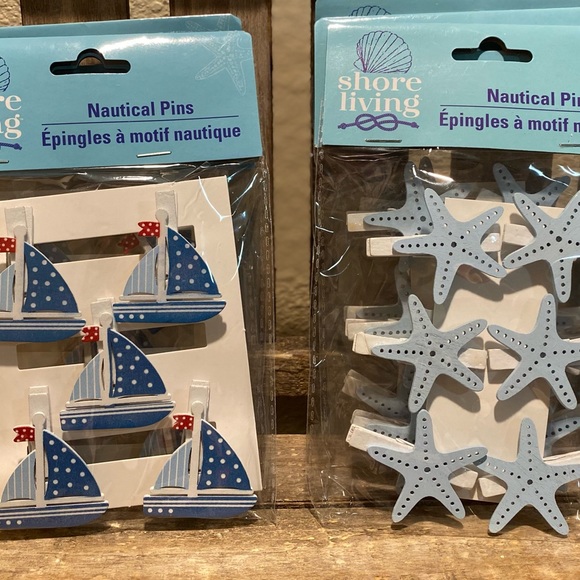 Sailboat Clips & Starfish Clips, Nautical Decorative Wood Clips, Nautical Clips - Picture 6 of 16